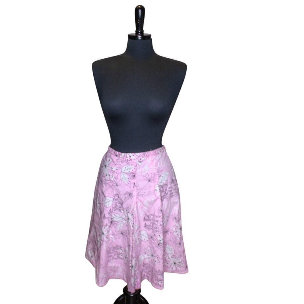 Rafaella A Line Skirt Pink Floral French Script Dainty Feminine Twee 6